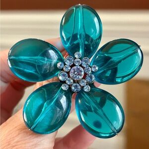 Elegant Teal Flower Brooch